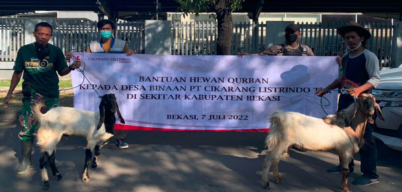 Program Bantuan Hewan Qurban untuk masyarakat sekitar jalur SUTT, TNI & POLRI, Danau Indah, Desa Wangunharja dan desa binaan